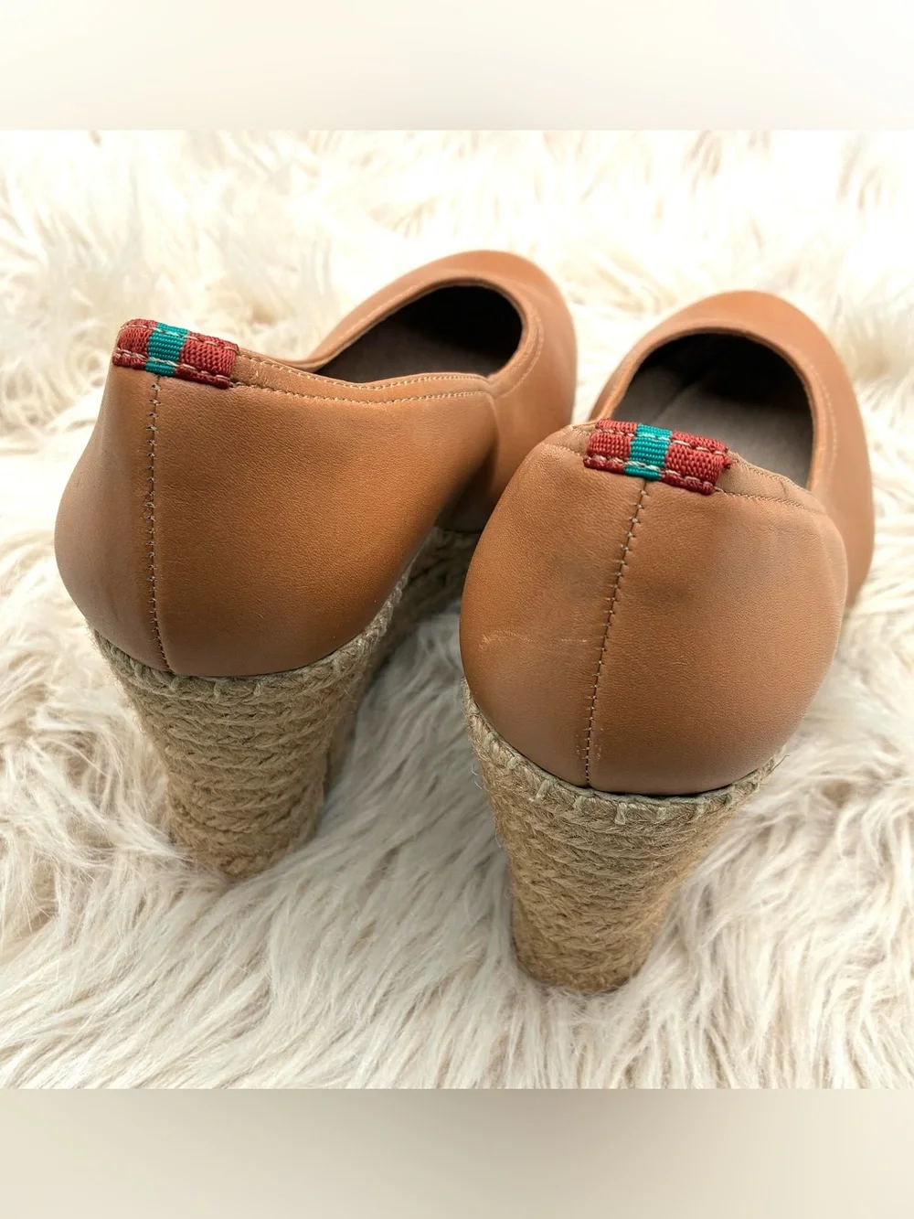 Penelope Chilvers EUC Leather Scoop Espadrille Wedge Pumps Sz 41, 10 US